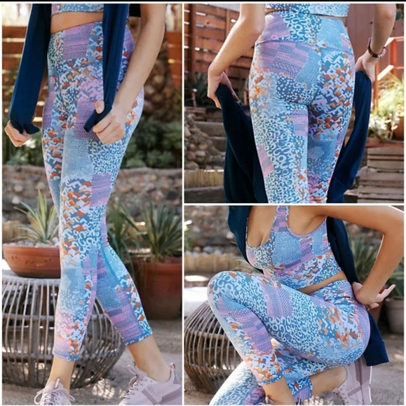 Lilian printed leggings, Anthropologie, Sky Blue orange multi XL - Picture 1 of 6